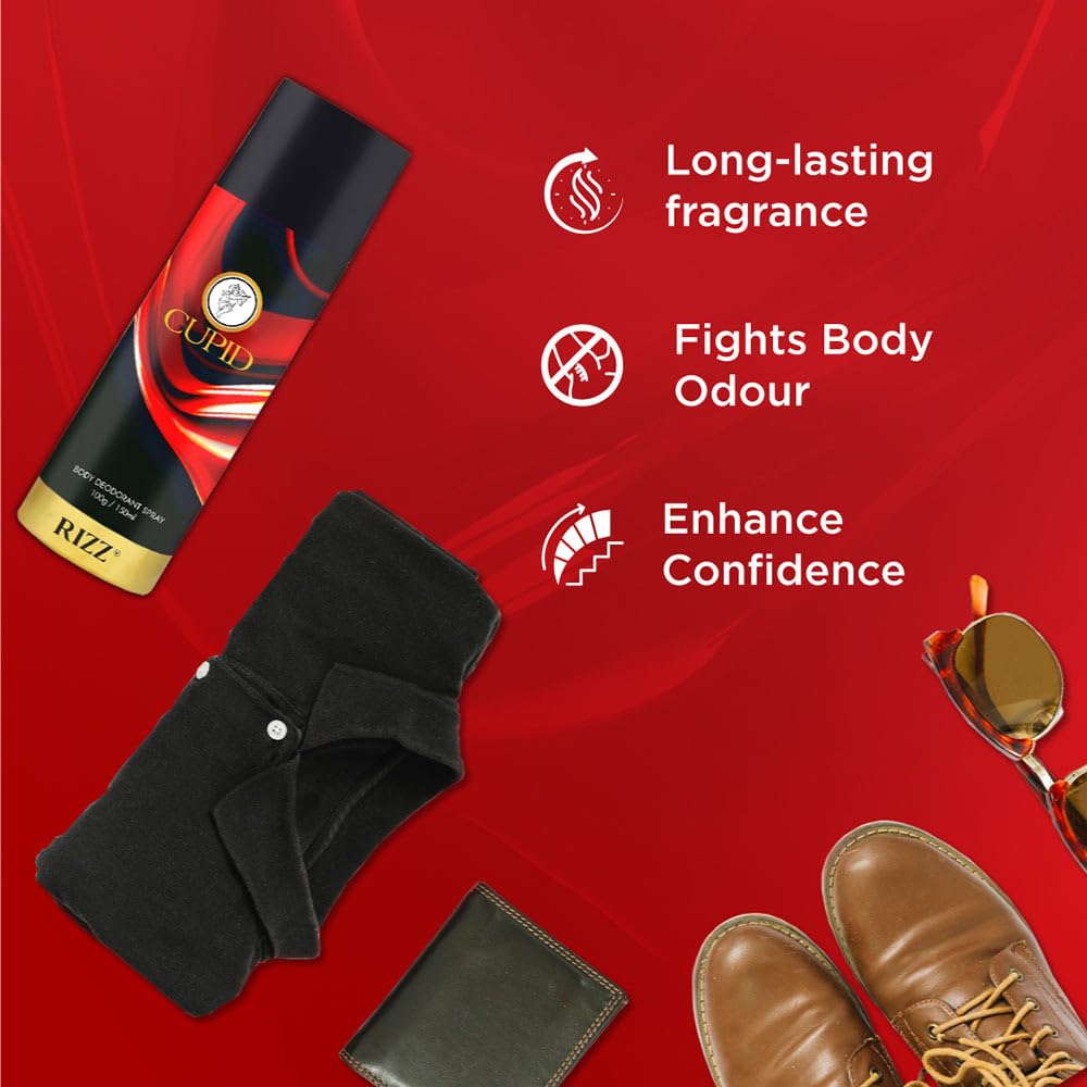 Cupid RIZZ Men's Deodorant Spray - 150ml Pack of 2
