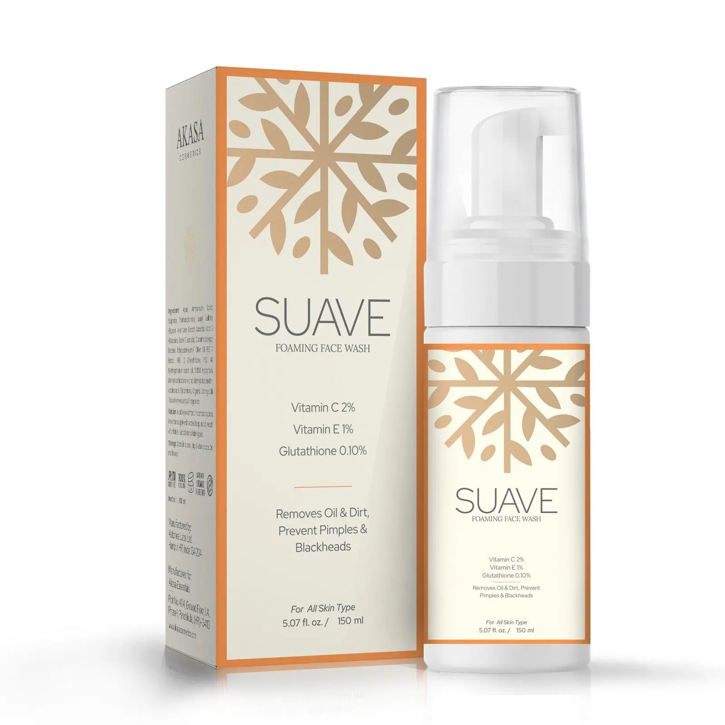 Akasa Suave Foaming Facewash 150ml – Gentle Deep Cleanser